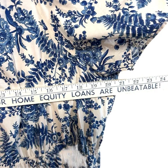 Anthropologie 1X somerset maxi dress toile French blue floral print cottagecore